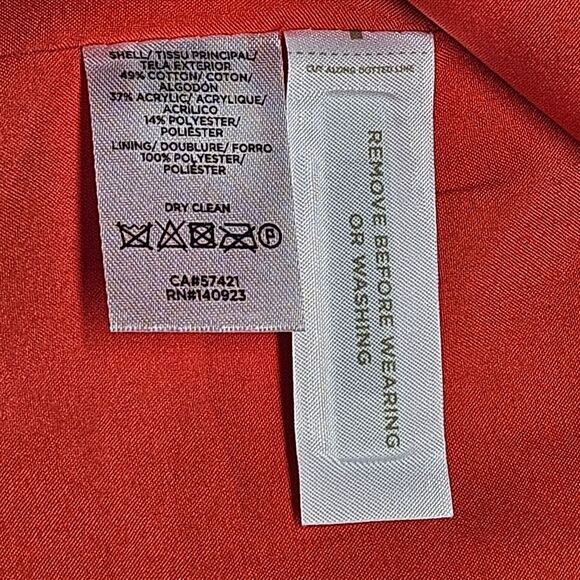 LOFT Rapture Red Coral Trendy Career Professional  Double Breasted Tweed Blazer - Picture 10 of 13